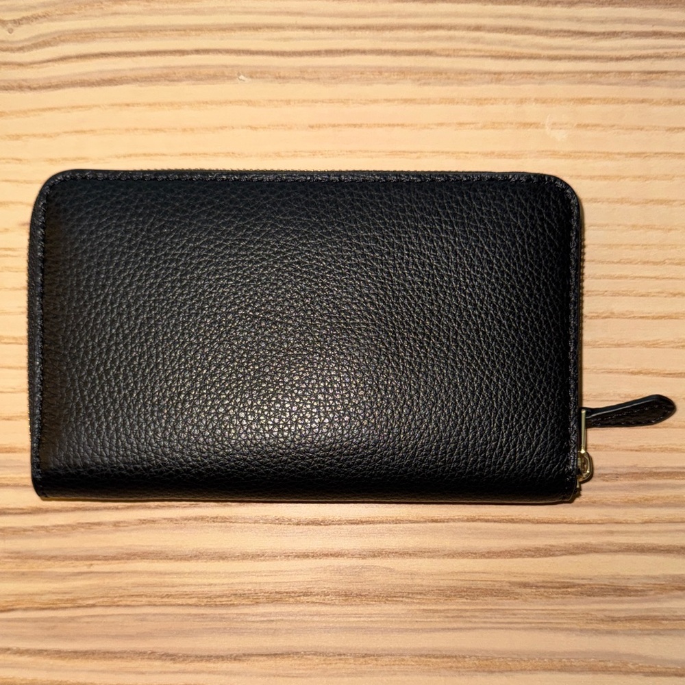 Coach Black Pebbled Leather Zip Around Wallet with Gold Hardware – New - Picture 3 of 7